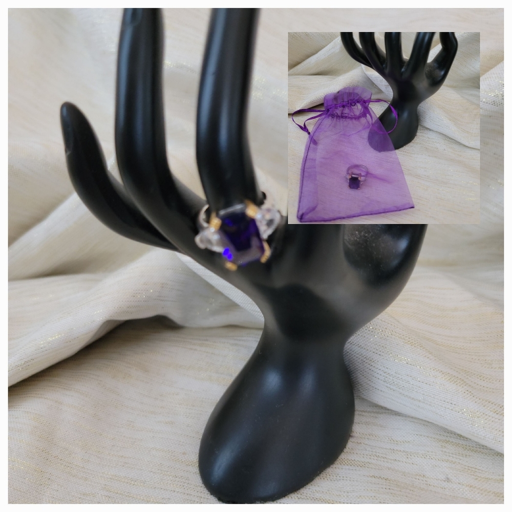 Purple Amethest Gold Trim Ring